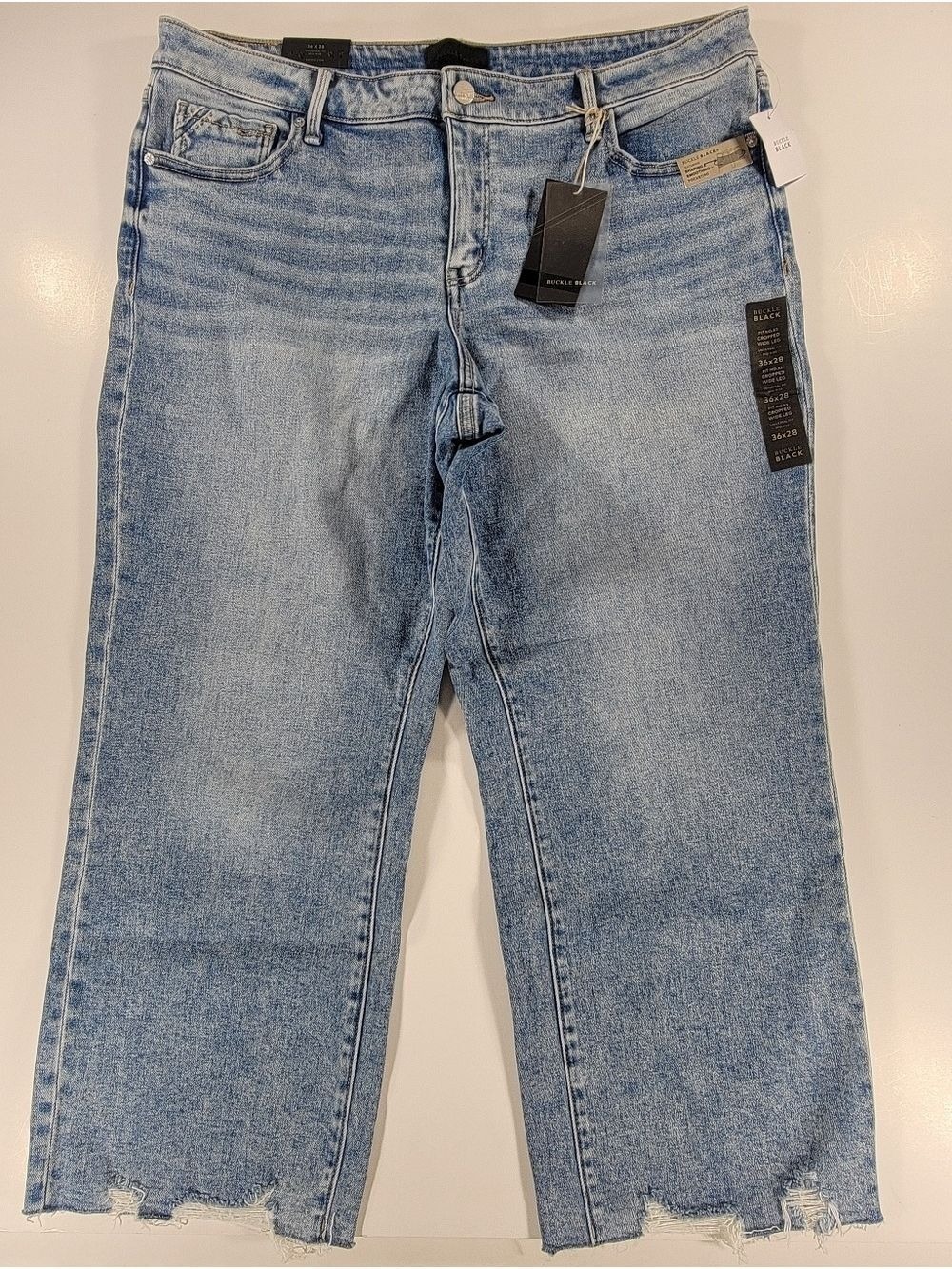 NEW Buckle Black Fit No. 53 Wide Leg Crppped Stretch Mid Rise Blue Jeans 38x28